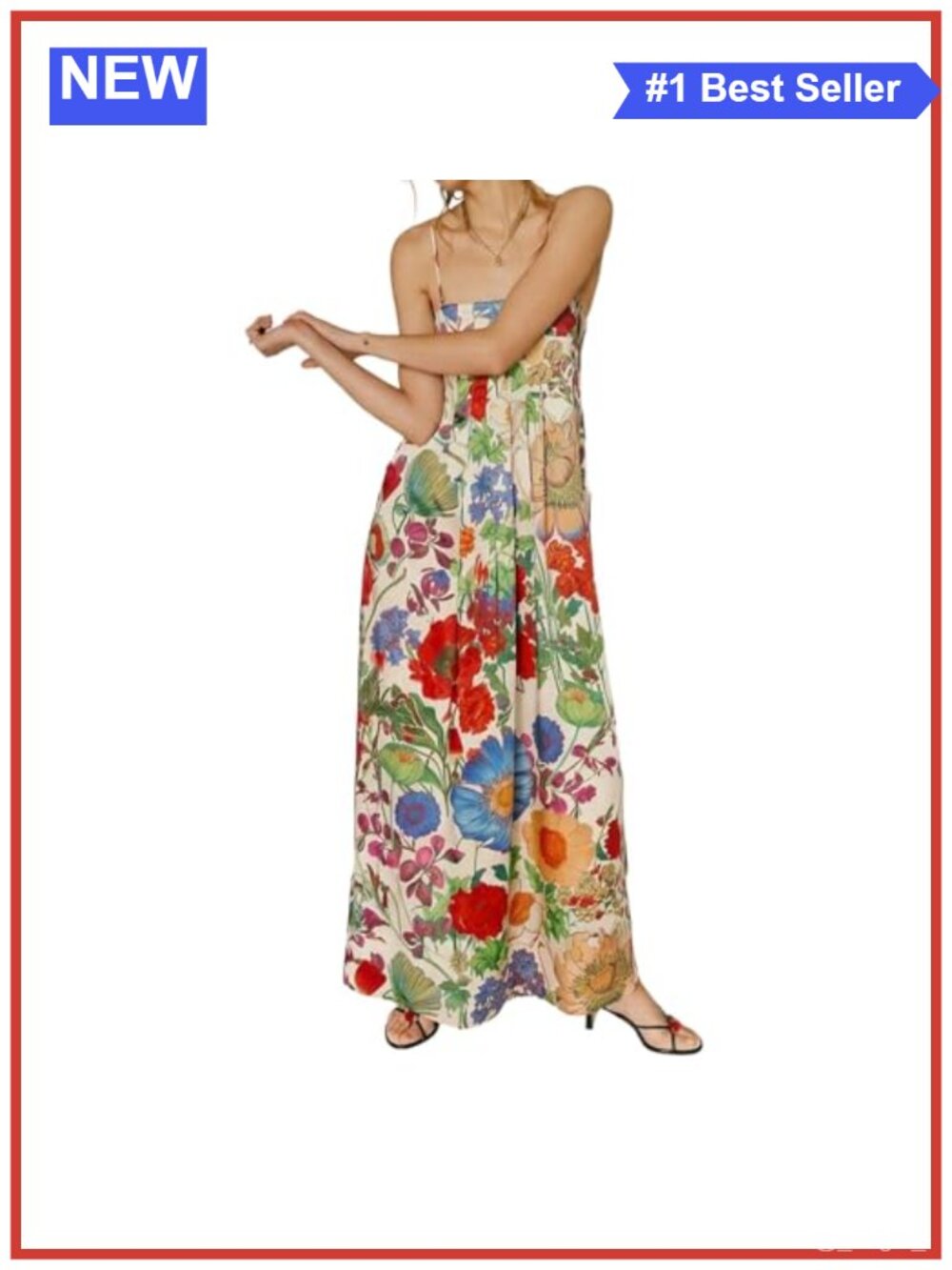 Maxi Dress A-Line Flowy Backless Spaghetti Strap Boho Summer Vacation